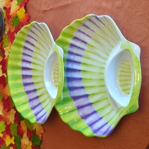 Melamine platters, set of two, Shell shape